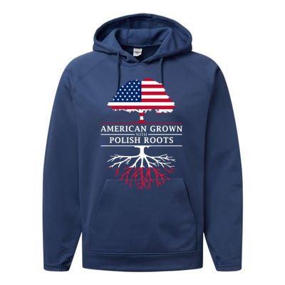 American Grown With Polish Roots Gift Poland Gift Performance Fleece Hoodie