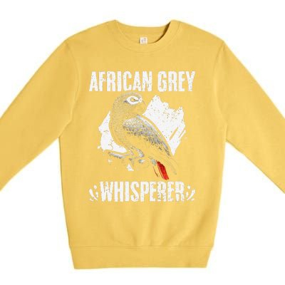 African Grey Whisperer Funny Birds Ornithology Ornithologist Premium Crewneck Sweatshirt