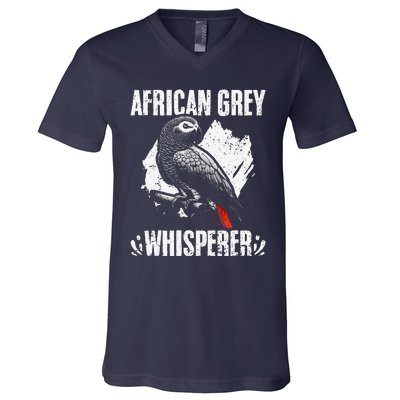 African Grey Whisperer Funny Birds Ornithology Ornithologist V-Neck T-Shirt