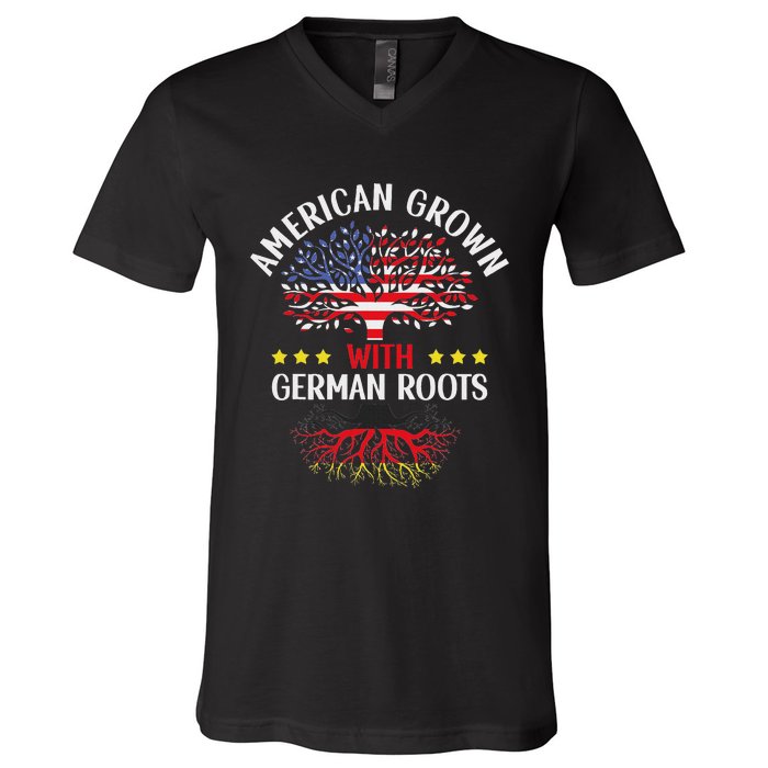 American Grown With German Roots Us Germany German American V-Neck T-Shirt