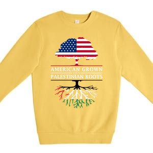 American Grown With Palestinian Roots Palestine Gift Premium Crewneck Sweatshirt