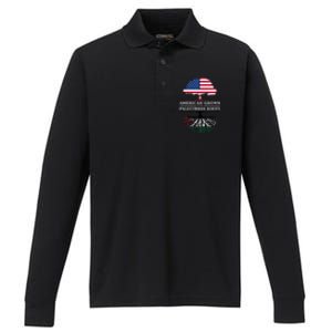 American Grown With Palestinian Roots Palestine Gift Performance Long Sleeve Polo