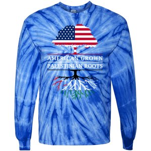 American Grown With Palestinian Roots Palestine Gift Tie-Dye Long Sleeve Shirt