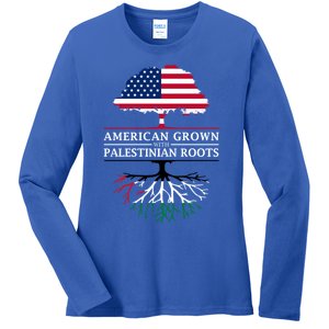 American Grown With Palestinian Roots Palestine Gift Ladies Long Sleeve Shirt