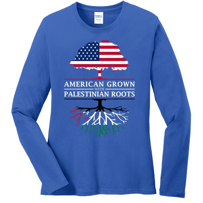 American Grown With Palestinian Roots Palestine Gift Ladies Long Sleeve Shirt