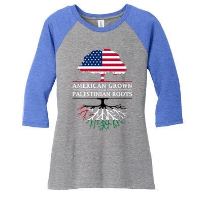 American Grown With Palestinian Roots Palestine Gift Women's Tri-Blend 3/4-Sleeve Raglan Shirt