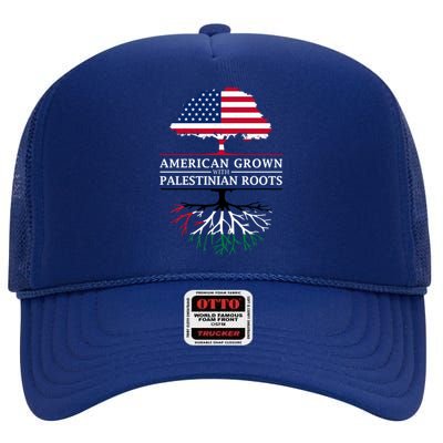 American Grown With Palestinian Roots Palestine Gift High Crown Mesh Back Trucker Hat