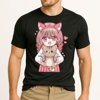 Anime Girl With Cat Kawaii Cat Lover Otaku Cooling Performance Crew T-Shirt