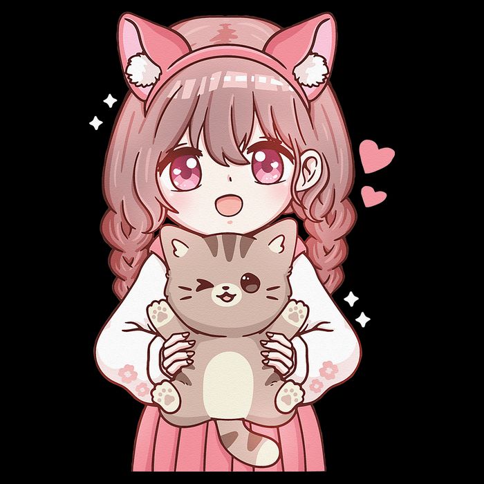 Anime Girl With Cat Kawaii Cat Lover Otaku Cooling Performance Crew T-Shirt
