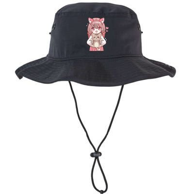 Anime Girl With Cat Kawaii Cat Lover Otaku Legacy Cool Fit Booney Bucket Hat