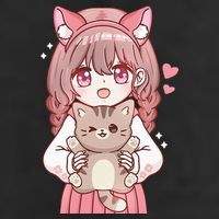 Anime Girl With Cat Kawaii Cat Lover Otaku 11oz C Handle Ceramic Mug
