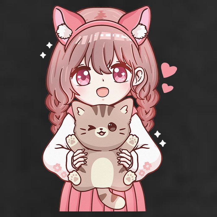 Anime Girl With Cat Kawaii Cat Lover Otaku 11oz C Handle Ceramic Mug