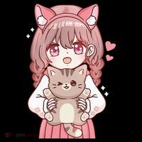 Anime Girl With Cat Kawaii Cat Lover Otaku 16 in Basic Backpack