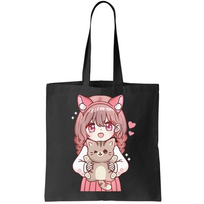 Anime Girl With Cat Kawaii Cat Lover Otaku Bag
