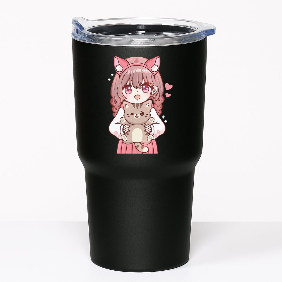 Anime Girl With Cat Kawaii Cat Lover Otaku Tumbler