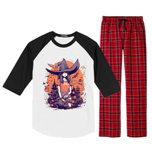 Anime Girl Witch Hat Halloween Costume Otaku Raglan Sleeve Pajama Set