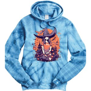 Anime Girl Witch Hat Halloween Costume Otaku Tie Dye Hoodie