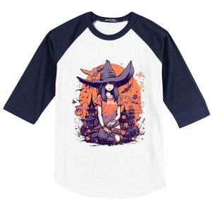 Anime Girl Witch Hat Halloween Costume Otaku Baseball Sleeve Shirt