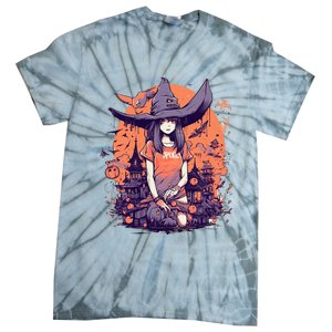 Anime Girl Witch Hat Halloween Costume Otaku Tie-Dye T-Shirt