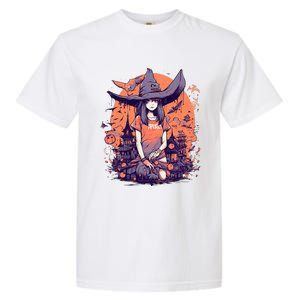 Anime Girl Witch Hat Halloween Costume Otaku Garment-Dyed Heavyweight T-Shirt