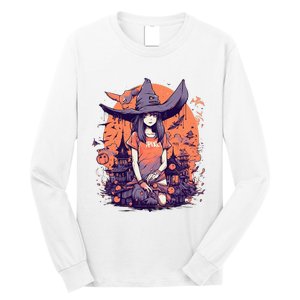 Anime Girl Witch Hat Halloween Costume Otaku Long Sleeve Shirt