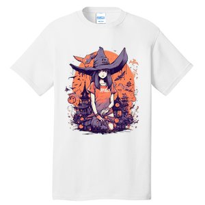 Anime Girl Witch Hat Halloween Costume Otaku Tall T-Shirt