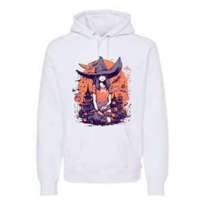 Anime Girl Witch Hat Halloween Costume Otaku Premium Hoodie