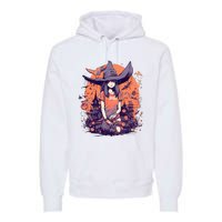 Anime Girl Witch Hat Halloween Costume Otaku Premium Hoodie