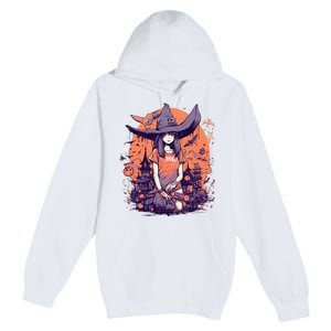 Anime Girl Witch Hat Halloween Costume Otaku Premium Pullover Hoodie