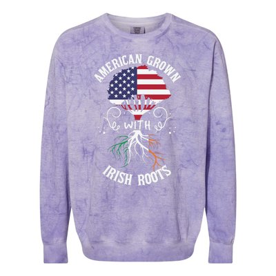 American Grown With Irish Roots Colorblast Crewneck Sweatshirt