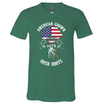 American Grown With Irish Roots V-Neck T-Shirt