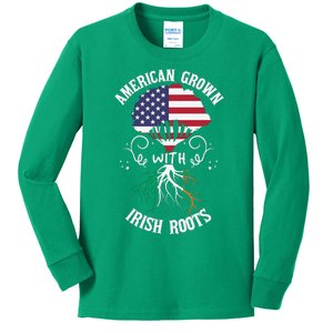 American Grown With Irish Roots Kids Long Sleeve Shirt