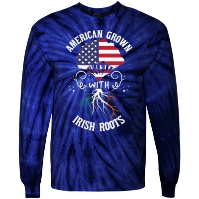 American Grown With Irish Roots Tie-Dye Long Sleeve Shirt