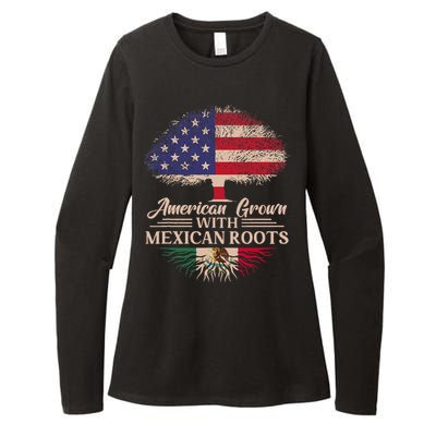 American Grown With Mexican Roots Half American Flag Mexican Womens CVC Long Sleeve Shirt