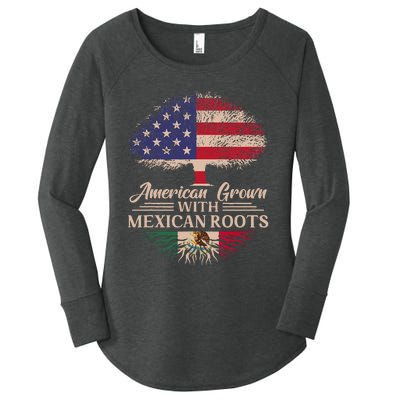 American Grown With Mexican Roots Half American Flag Mexican Women's Perfect Tri Tunic Long Sleeve Shirt