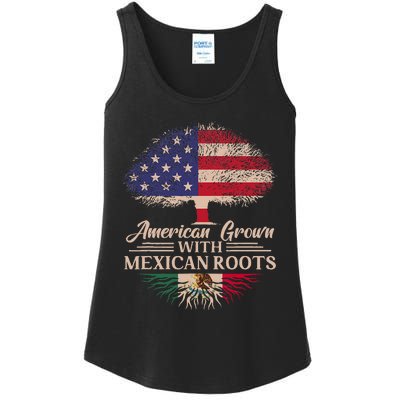 American Grown With Mexican Roots Half American Flag Mexican Ladies Essential Tank