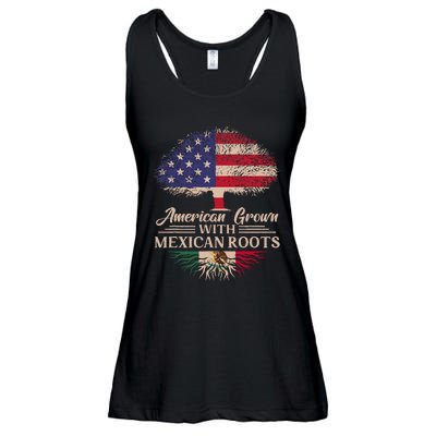 American Grown With Mexican Roots Half American Flag Mexican Ladies Essential Flowy Tank