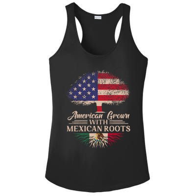 American Grown With Mexican Roots Half American Flag Mexican Ladies PosiCharge Competitor Racerback Tank