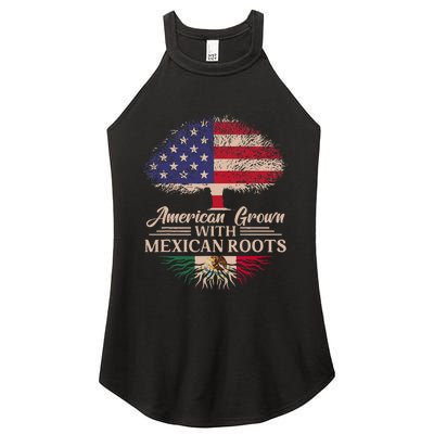 American Grown With Mexican Roots Half American Flag Mexican Women's Perfect Tri Rocker Tank