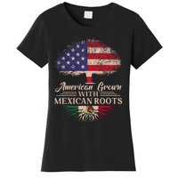 American Grown With Mexican Roots Half American Flag Mexican Women's T-Shirt