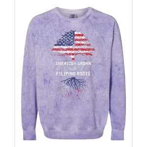 American Grown With Filipino Roots Usa Tree Philippines Colorblast Crewneck Sweatshirt