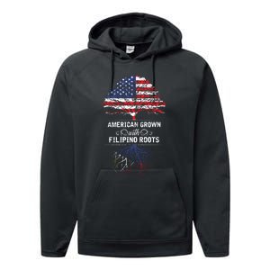 American Grown With Filipino Roots Usa Tree Philippines Performance Fleece Hoodie