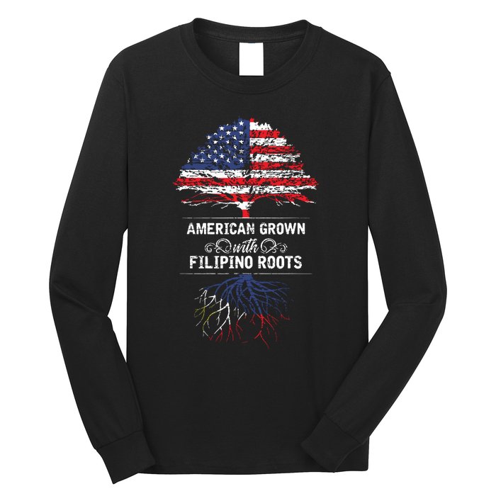 American Grown With Filipino Roots Usa Tree Philippines Long Sleeve Shirt