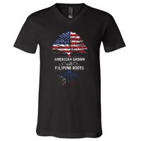 American Grown With Filipino Roots Usa Tree Philippines V-Neck T-Shirt