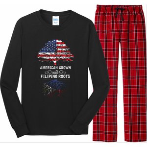 American Grown With Filipino Roots Usa Tree Philippines Long Sleeve Pajama Set