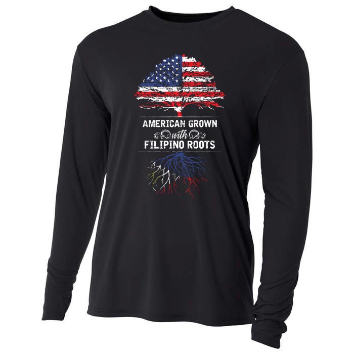 American Grown With Filipino Roots Usa Tree Philippines Cooling Performance Long Sleeve Crew