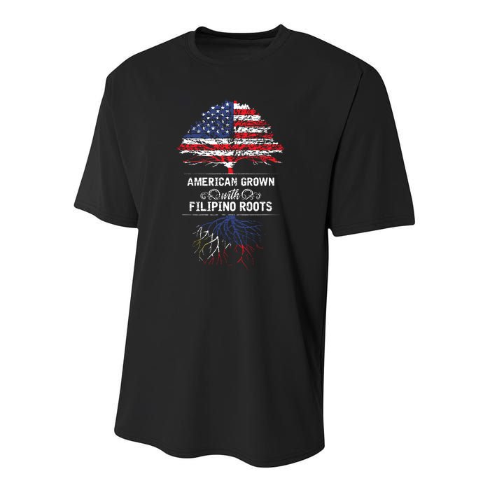 American Grown With Filipino Roots Usa Tree Philippines Youth Performance Sprint T-Shirt