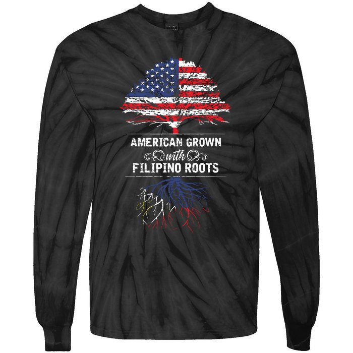 American Grown With Filipino Roots Usa Tree Philippines Tie-Dye Long Sleeve Shirt