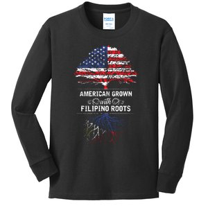 American Grown With Filipino Roots Usa Tree Philippines Kids Long Sleeve Shirt