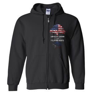 American Grown With Filipino Roots Usa Tree Philippines Full Zip Hoodie